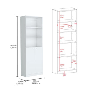 English Elm Layton Modern 2-Piece Bookcase Set with 8 Shelves & Concealed 2-Door Cabinet for Stylish Storage White 41 L x 28 W x 5 H B070S00246