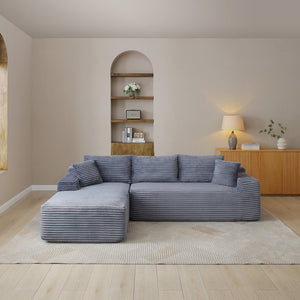 English Elm 105'' Modular Cloud Sectional Corduroy Couch Deep Seat L-shape for Living Room W1117S00415