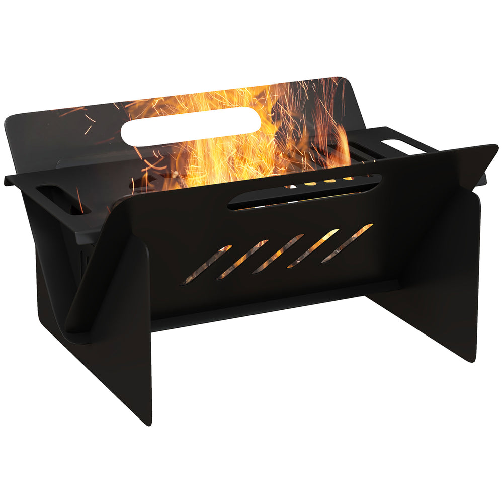 English Elm Outsunny Collapsible Steel Fire Pit Stove and Table for Camping Backyard Patio Use W2225P174299