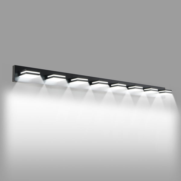 English Elm Modern Black Led Vanity Light - 8-Light Wall Sconce For Bathrooms, Energy-Efficient & Easy Install W2312P374918