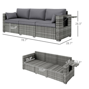 English Elm Seater Outdoor Pe Rattan Sofa Deep Cushioned Patio Couch for Deck or Poolside T3971P417854