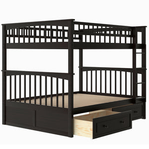English Elm Full Over Bunk Bed Convertible Pine Frame with Storage Drawers for Kids Rooms Espresso GX000241AAP