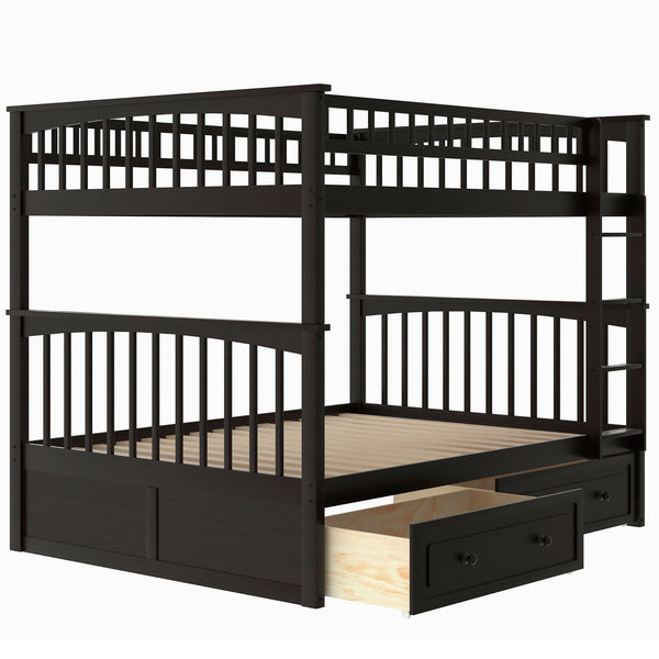 English Elm Full Over Bunk Bed Convertible Pine Frame with Storage Drawers for Kids Rooms Espresso GX000241AAP