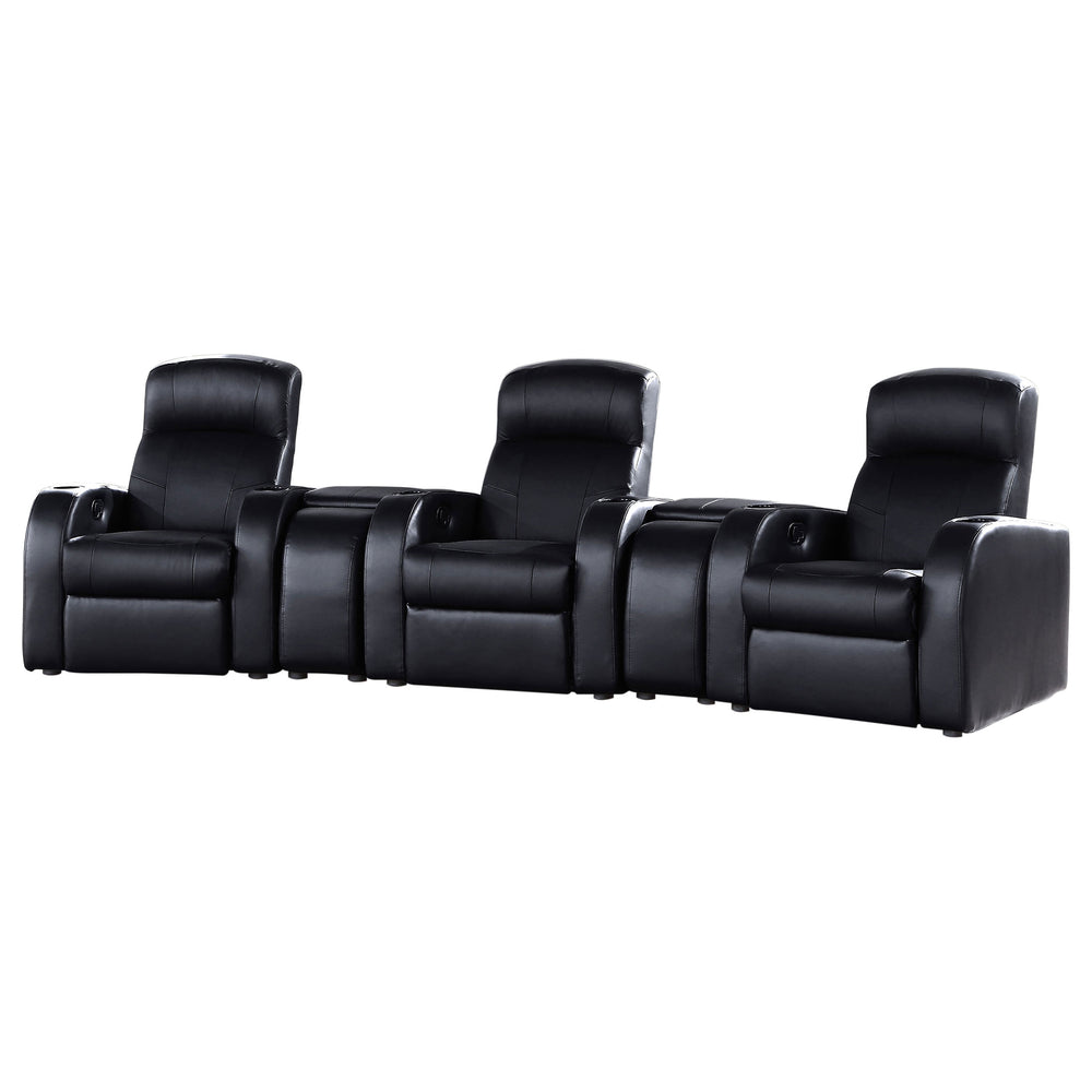 English Elm Greenfield Top-grain Leather Home Theater Sofa Set with Wall-hugger Recliners B062S01156
