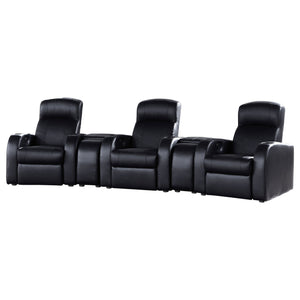 English Elm Greenfield Top-grain Leather Home Theater Sofa Set with Wall-hugger Recliners B062S01156