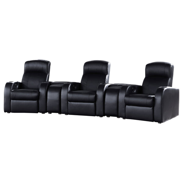 English Elm Greenfield Top-grain Leather Home Theater Sofa Set with Wall-hugger Recliners B062S01156