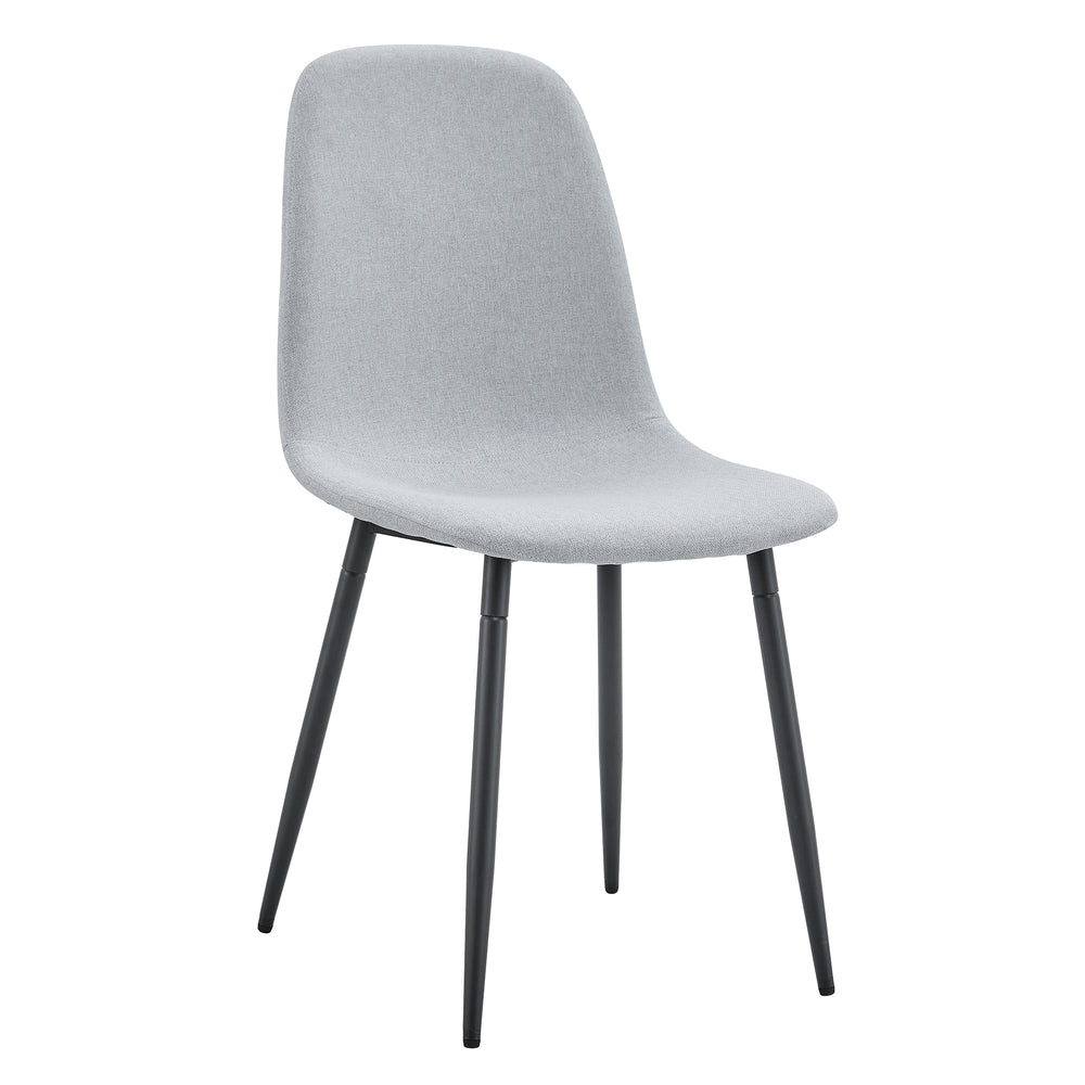 English Elm Comfortable Linen-Cotton Dining Chairs Set of 4 Light Gray - Breathable Fabric, Rounded Back, Black Metal Legs, Easy Assembly and Stable Anti-Slip Feet W1512P370711