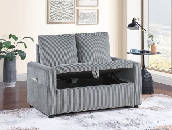 English Elm Ottavio Corduroy Loveseat with Hidden Storage and Arm Pockets for Small Spaces B2749S00258