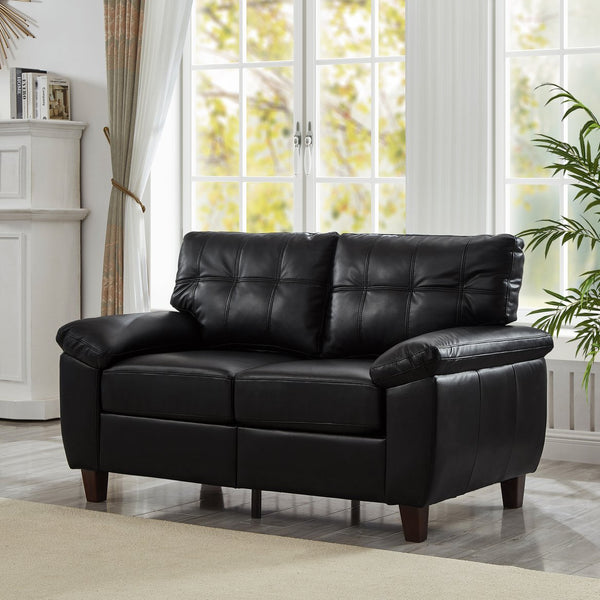 English Elm 59" Club Style Tufted Pu Leather Loveseat with Hidden Storage and Wide Padded Armrests Black W1097S00243