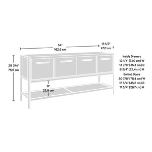 English Elm Credenza, Contemporary Brown Finish With Hidden Storage & File Drawers For Modern Living Spaces B356P367814