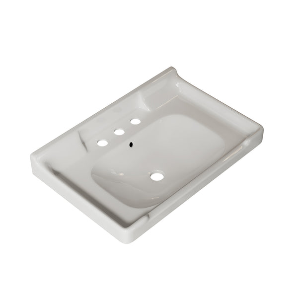 English Elm VICI 28" Bathroom Ceramic Basin with 3 Pre-Drilled Holes and Overflow — Retro-Modern Elegant Design White W2615P293831