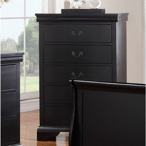 English Elm Elegant Black Chest of Drawers 5-Drawer Tall Storage 32x15x47" Plywood Bedroom Organizer, Sleek B011P238911