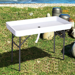 English Elm Outsunny 4Ft Portable Folding Cleaning Table With Sink - Ideal For Fish Filleting, Camping, & Picnics W2225P200827-GIGA
