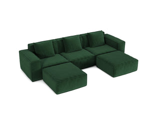 English Elm 118-Inch Modular Sofa Bed - Luxurious Green Corduroy, Convertible Design, Perfect For Family Spaces! W3147S00031