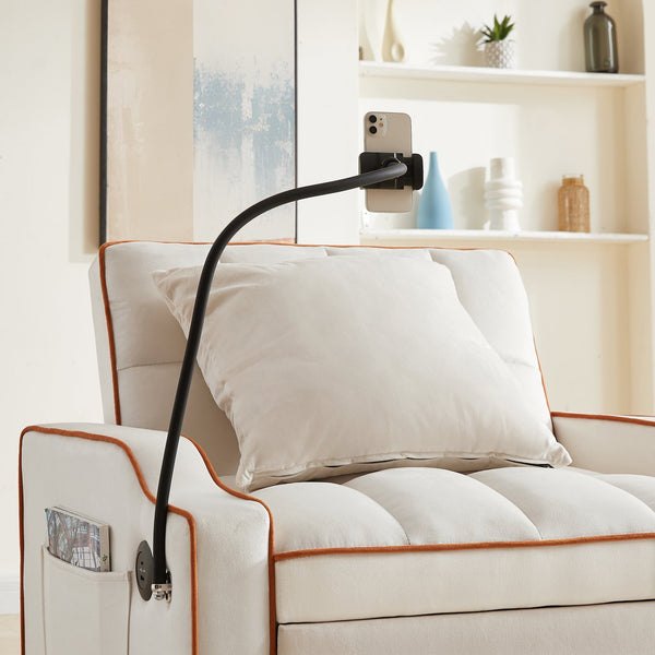 English Elm Sleeper Sofa Chair Velvet Convertible Armchair with Usb Charging for Small Spaces Beige W1359P458682