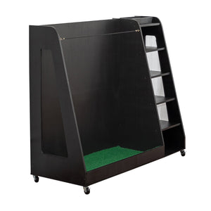 English Elm Gray Wooden Golf Organizer Rack with Drawers for Garage Club Bag Shoe Storage Black W1422P296367