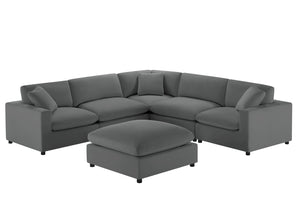 English Elm Caylie Modular 6-Piece Sectional Sofa - Charcoal, Family-Friendly Design, Easy Care & Comfort B050S00026