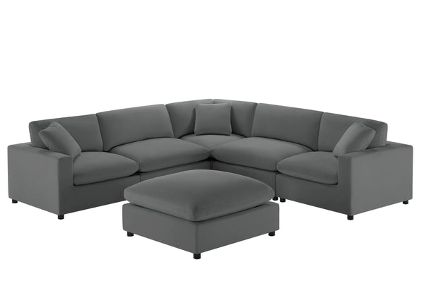 English Elm Caylie Modular 6-Piece Sectional Sofa - Charcoal, Family-Friendly Design, Easy Care & Comfort B050S00026