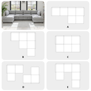 English Elm Modular Sectional Sofa with Under Seat Storage Converts to Sleeper for Living Room Grey W680S00130