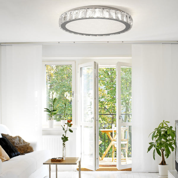 English Elm Crystal LED Ceiling Light 19.7" Flush Mount 45W Dimmable Crystal Fixture Luxury Energy-Saving Elegance W1340P189397