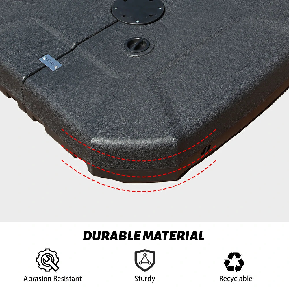 English Elm Patio Umbrella Base with Wheels — 440LB Square HDPE Sand/Water Fillable, Rust-Resistant, Portable W1859P336106