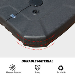 English Elm Patio Umbrella Base with Wheels — 440LB Square HDPE Sand/Water Fillable, Rust-Resistant, Portable W1859P336106