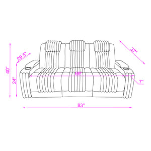 English Elm Duran Power Reclining Sofa with Led Lighting Headrest Usb and Drop Down Table Brown B201P412679