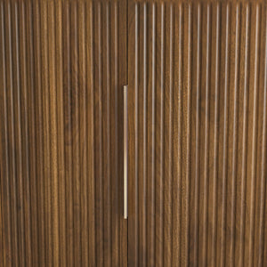 English Elm Wood Fluted Buffet Cabinet with Adjustable Shelves for Dining Room or Entryway W1321P356151