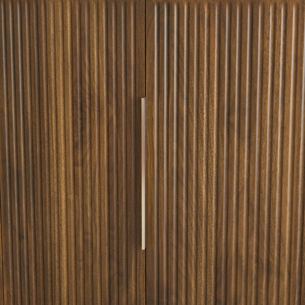 English Elm Wood Fluted Buffet Cabinet with Adjustable Shelves for Dining Room or Entryway W1321P356151