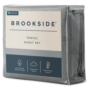 English Elm Brookside Tencel Sheet Set Split Cal King Slate – Silky Cool Eco Lyocell, Deep Pockets to 18" (4p B350P326201