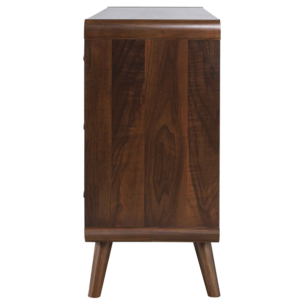 English Elm Winston Six Drawer Mid-century Dresser with Walnut Veneer Finish and Tapered Legs Dark Walnut B062P451713