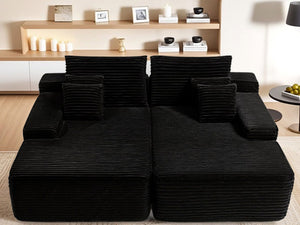 English Elm 81"cloud Dual Chaise Sectional Plush Fabric Deep Seat Sofa for Modern Living Room W3975S00026