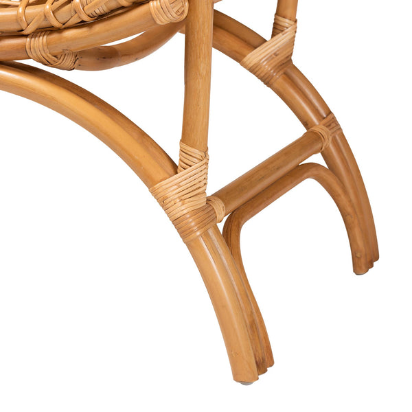 English Elm Bohemian Woven Rattan Accent Chair with Open Lattice Back for Boho Living Spaces B2750P420416