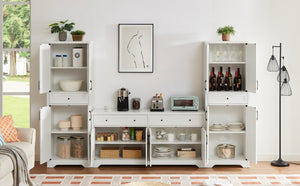 English Elm Tv Cabinet Set - Modern Multifunctional Wall Unit With Storage, Console & Sideboards For Living Room W1162S00010-GIGA