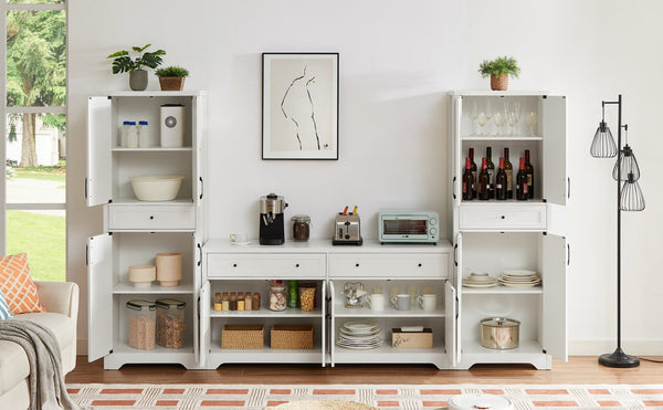 English Elm Tv Cabinet Set - Modern Multifunctional Wall Unit With Storage, Console & Sideboards For Living Room W1162S00010-GIGA