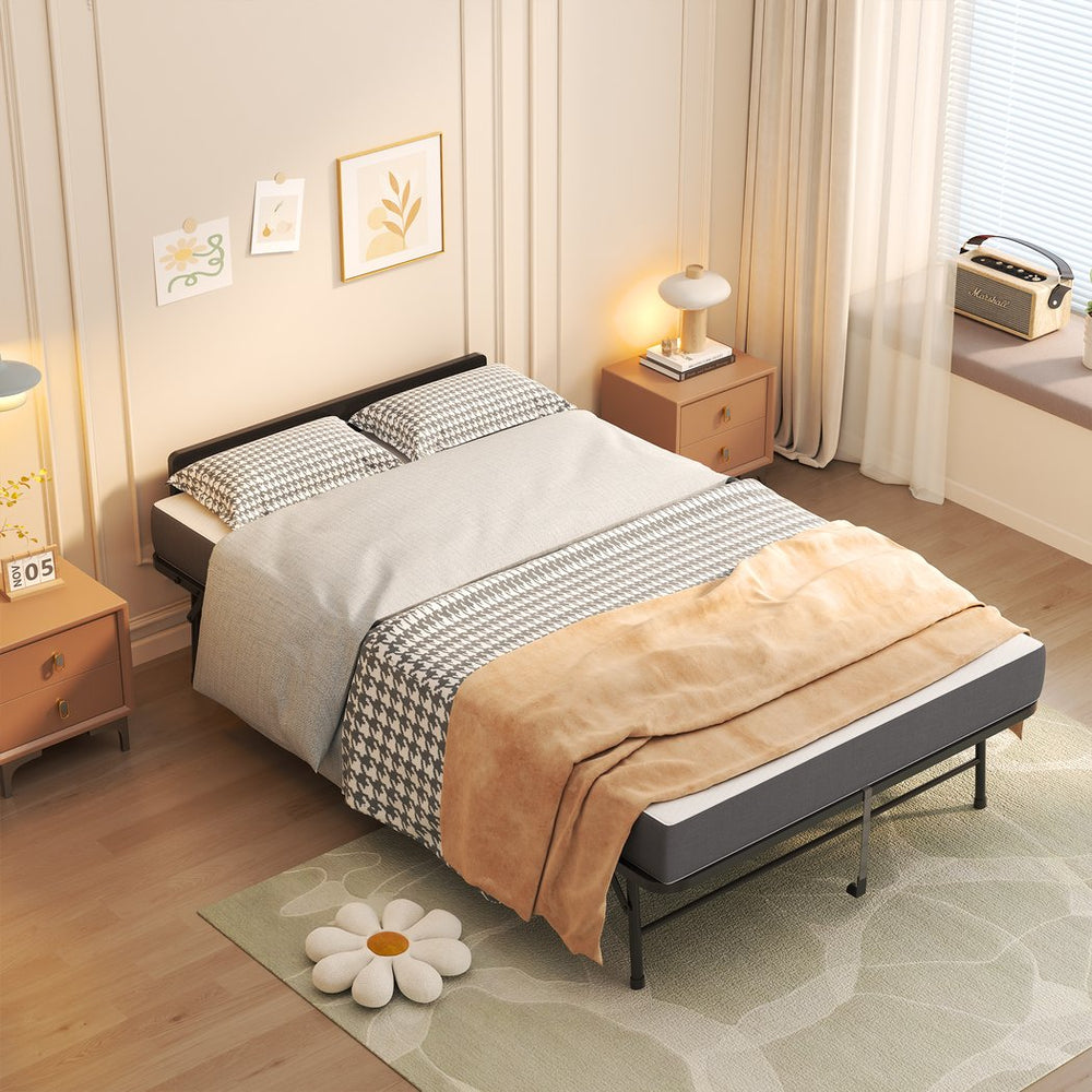 English Elm 75 Inch Rollaway Twin Bed with Memory Foam Mattress Heavy Duty Steel Frame Foldable W2735P425461
