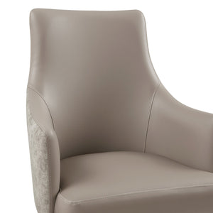 English Elm Connie Luxurious Vegan Leather & Velvet Armchair In Taupe - Mid-Century Design For Modern Living B365P397805