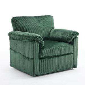 English Elm 33 Inch Oversized Swivel Corduroy Lounge Chair with Plush Chenille Cushioning and Support Springs Green W1829P265011