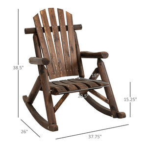 English Elm Outsunny Rustic Adirondack Rocking Chair – Weather-Ready Wooden Patio Seat For Outdoor Relaxation W2225P174323-GIGA