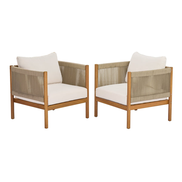 English Elm Outdoor Acacia Wood Club Chairs Set of 2 with Woven Rope Panels Resort Style N768P381012L_2