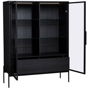 English Elm 51.2'' Freestanding Display Cabinet With Led Lighting & Adjustable Shelves - Modern Storage Solution For Home & Office N845P261794B