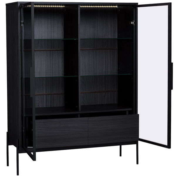 English Elm 51.2'' Freestanding Display Cabinet With Led Lighting & Adjustable Shelves - Modern Storage Solution For Home & Office N845P261794B