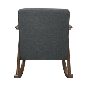English Elm Modern Walnut Wood Frame Rocking Chair Upholstered Cushion Seat Mid-century Living Room Dark Gray B011P255258