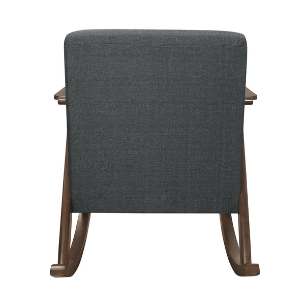 English Elm Modern Walnut Wood Frame Rocking Chair Upholstered Cushion Seat Mid-century Living Room Dark Gray B011P255258
