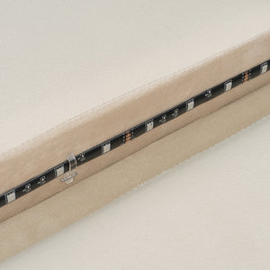 English Elm Twin Upholstered Daybed with LED Armrest Lighting, Hidden Storage Shelves & Lift-Up Pull-Out Trundle Beige SF000198AAA