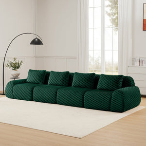English Elm 146" Modular Flannelette Sectional Sofa Deep Seat Four Piece Living Room Couch Green W714S01528