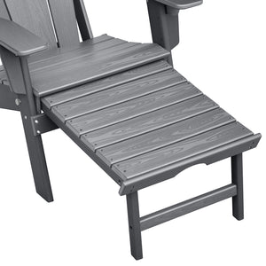 English Elm Folding Outdoor Hdpe Adirondack Chair with Retractable Ottoman for Deck or Patio Grey W1889P450917