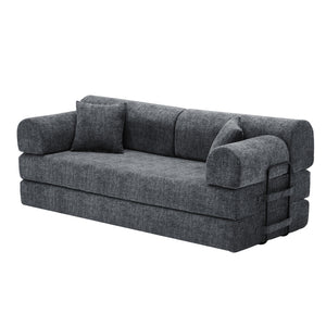 English Elm Convertible Bouclé Floor Sofa Bed Loveseat Daybed for Studio Living Room Black W5532P458418