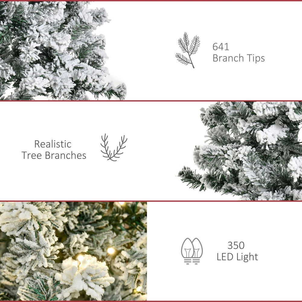 English Elm Homcom 7.5Ft Snow-Flocked Douglas Fir Christmas Tree With 350 Warm White Leds & Realistic Look W2225P229805