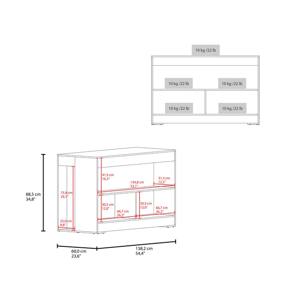 English Elm Worland,kitchen Island with Open Shelving and Wenge Finish for Modern Prep Spaces B128S00240